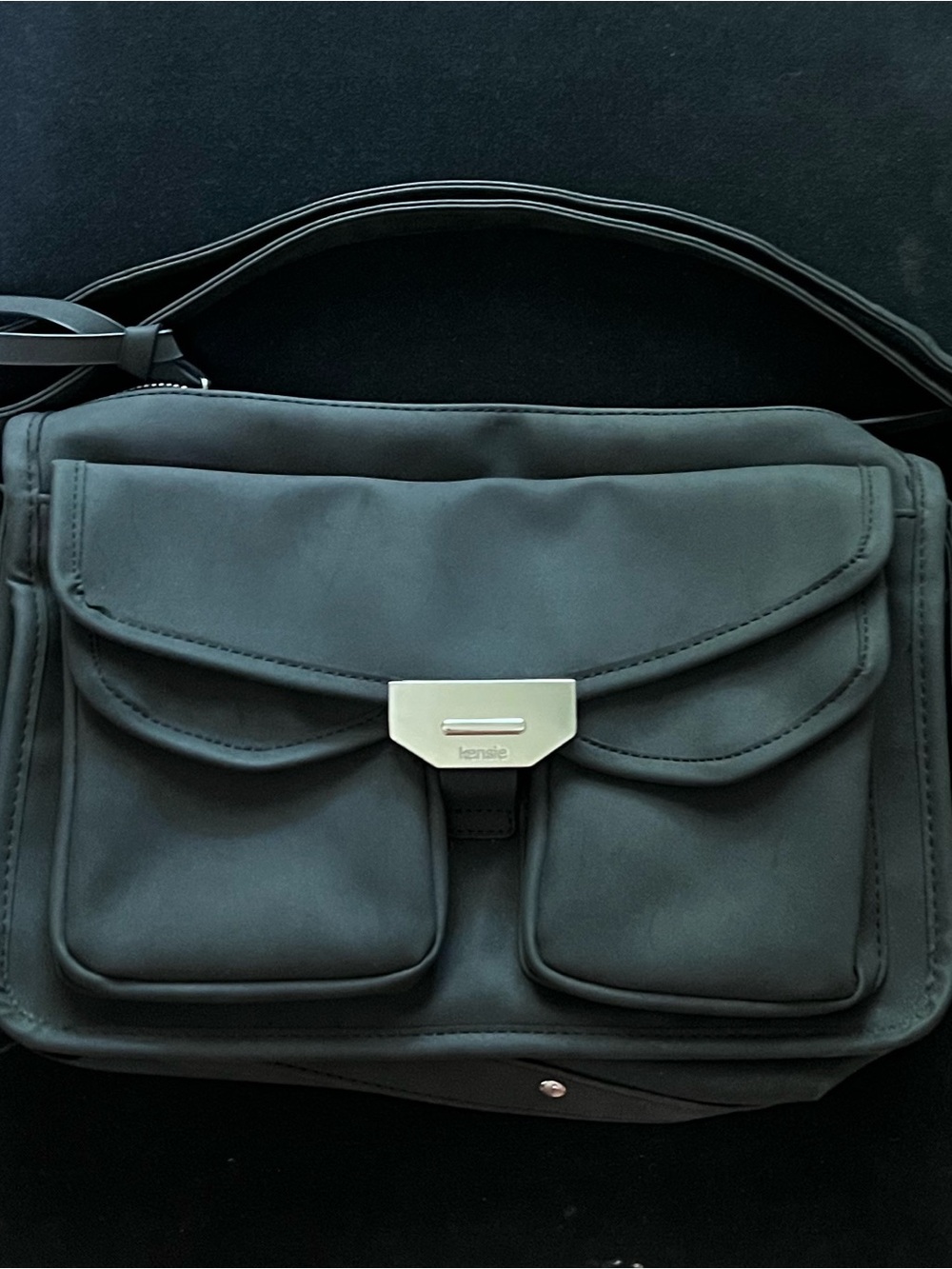 Kensie Black Crossbody Bag with Silver Hardware